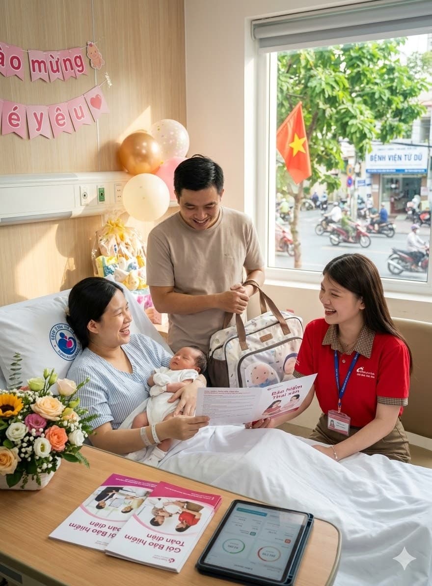 Gia đình hạnh phúc cùng Lê Vy Bảo Hiểm